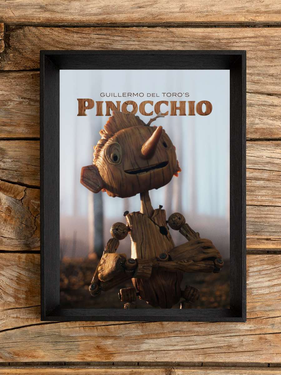 Guillermo del Toro sunar: Pinokyo - Guillermo del Toro's Pinocchio Film Tablo Siyah Çerçeveli Film Poster Afiş Tablo