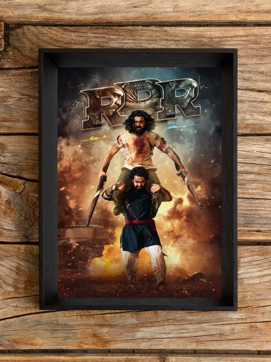 RRR - రౌద్రం రణం రుధిరం Film Tablo Siyah Çerçeveli Film Poster Afiş Tablo