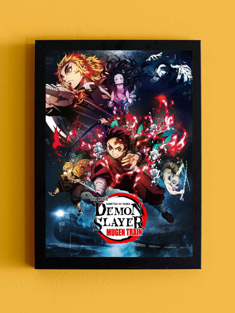 Demon Slayer: Mugen Treni - 劇場版「鬼滅の刃」無限列車編 Film Tablo Siyah Çerçeveli Film Poster Afiş Tablo