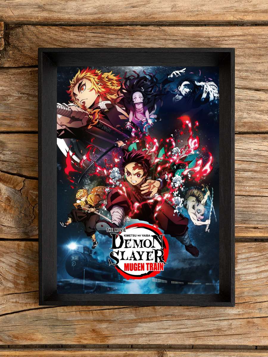 Demon Slayer: Mugen Treni - 劇場版「鬼滅の刃」無限列車編 Film Tablo Siyah Çerçeveli Film Poster Afiş Tablo