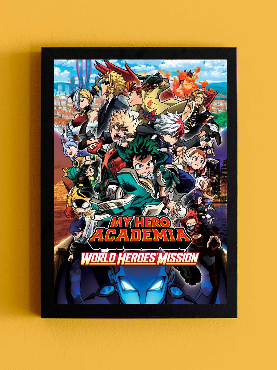 My Hero Academia: World Heroes' Mission - 僕のヒーローアカデミア THE MOVIE ワールド ヒーローズ ミッション Film Tablo Siyah Çerçeveli Film Poster Afiş Tablo