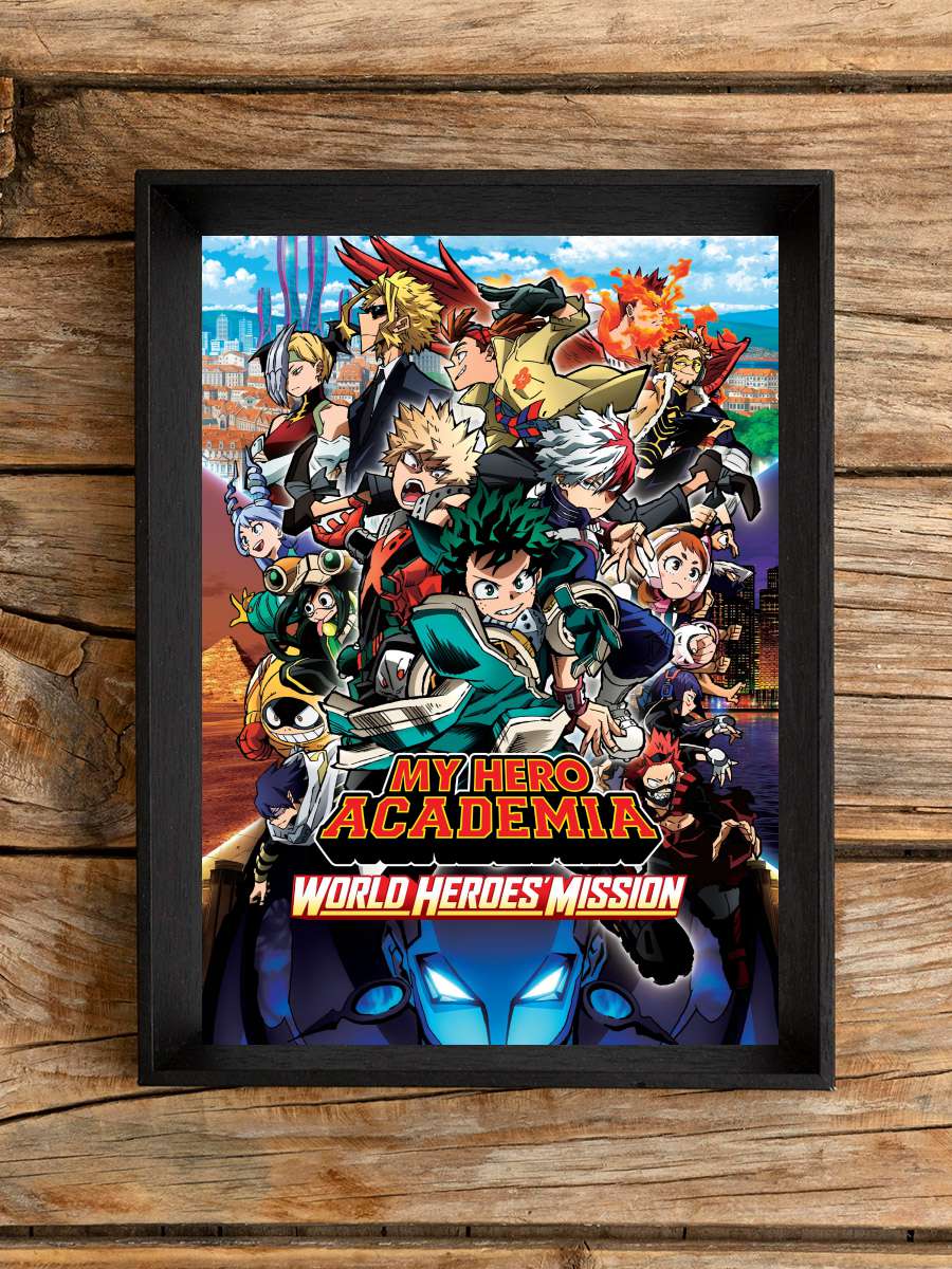 My Hero Academia: World Heroes' Mission - 僕のヒーローアカデミア THE MOVIE ワールド ヒーローズ ミッション Film Tablo Siyah Çerçeveli Film Poster Afiş Tablo