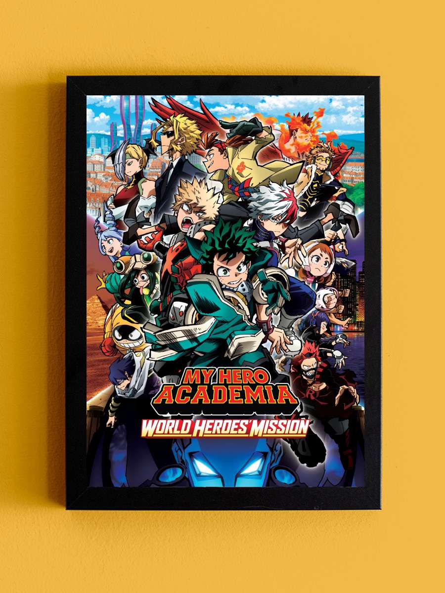 My Hero Academia: World Heroes' Mission - 僕のヒーローアカデミア THE MOVIE ワールド ヒーローズ ミッション Film Tablo Siyah Çerçeveli Film Poster Afiş Tablo