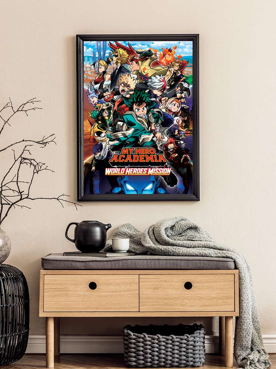 My Hero Academia: World Heroes' Mission - 僕のヒーローアカデミア THE MOVIE ワールド ヒーローズ ミッション Film Tablo Siyah Çerçeveli Film Poster Afiş Tablo