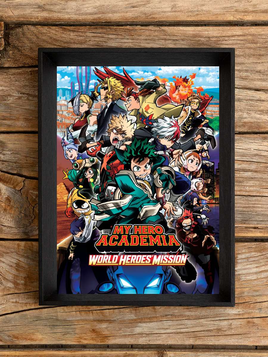 My Hero Academia: World Heroes' Mission - 僕のヒーローアカデミア THE MOVIE ワールド ヒーローズ ミッション Film Tablo Siyah Çerçeveli Film Poster Afiş Tablo