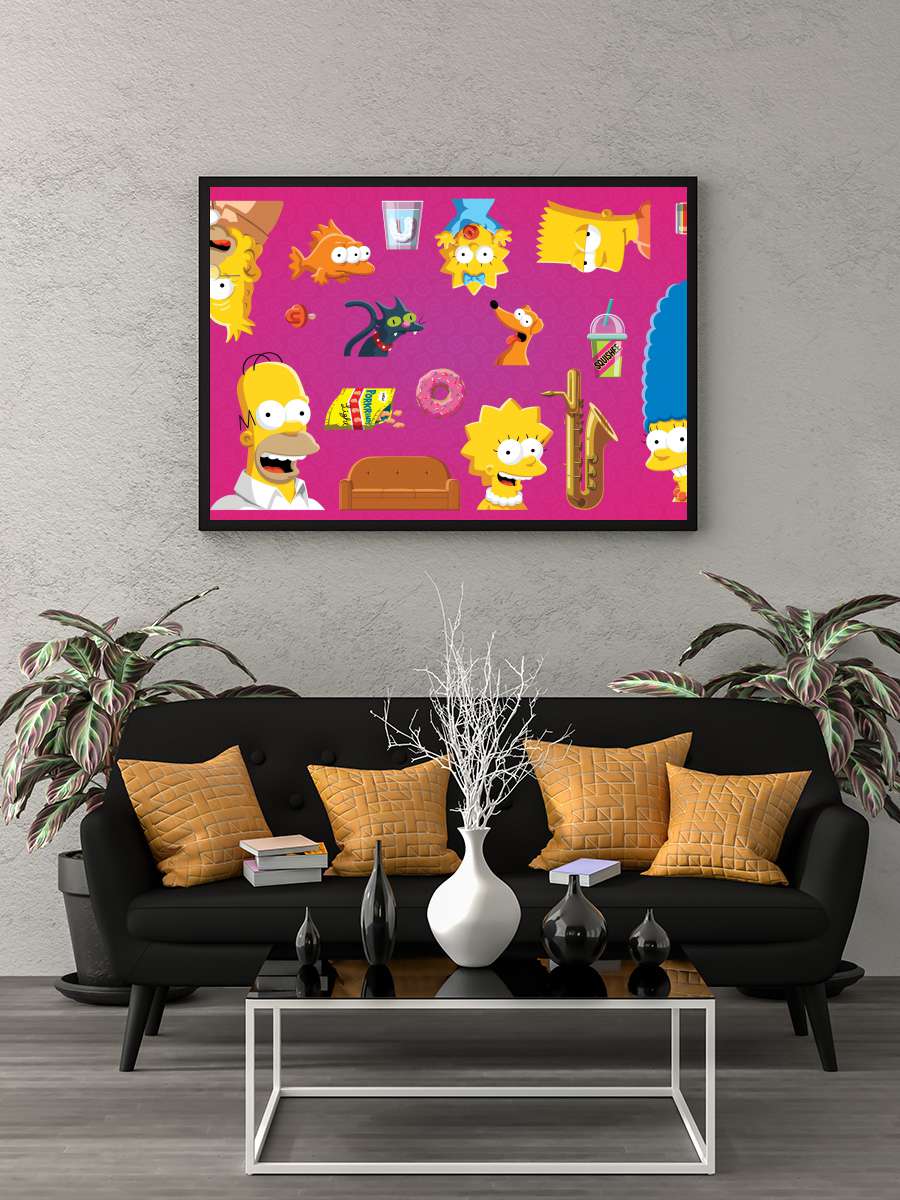 The Simpsons Dizi Tablo Siyah Çerçeveli Dizi Poster Duvar Tablo