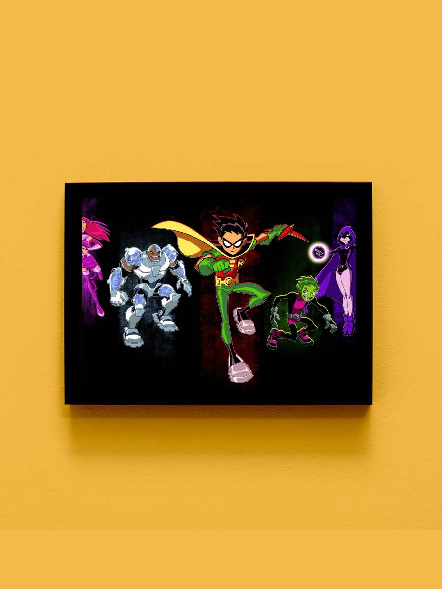 Teen Titans Dizi Tablo Siyah Çerçeveli Dizi Poster Duvar Tablo