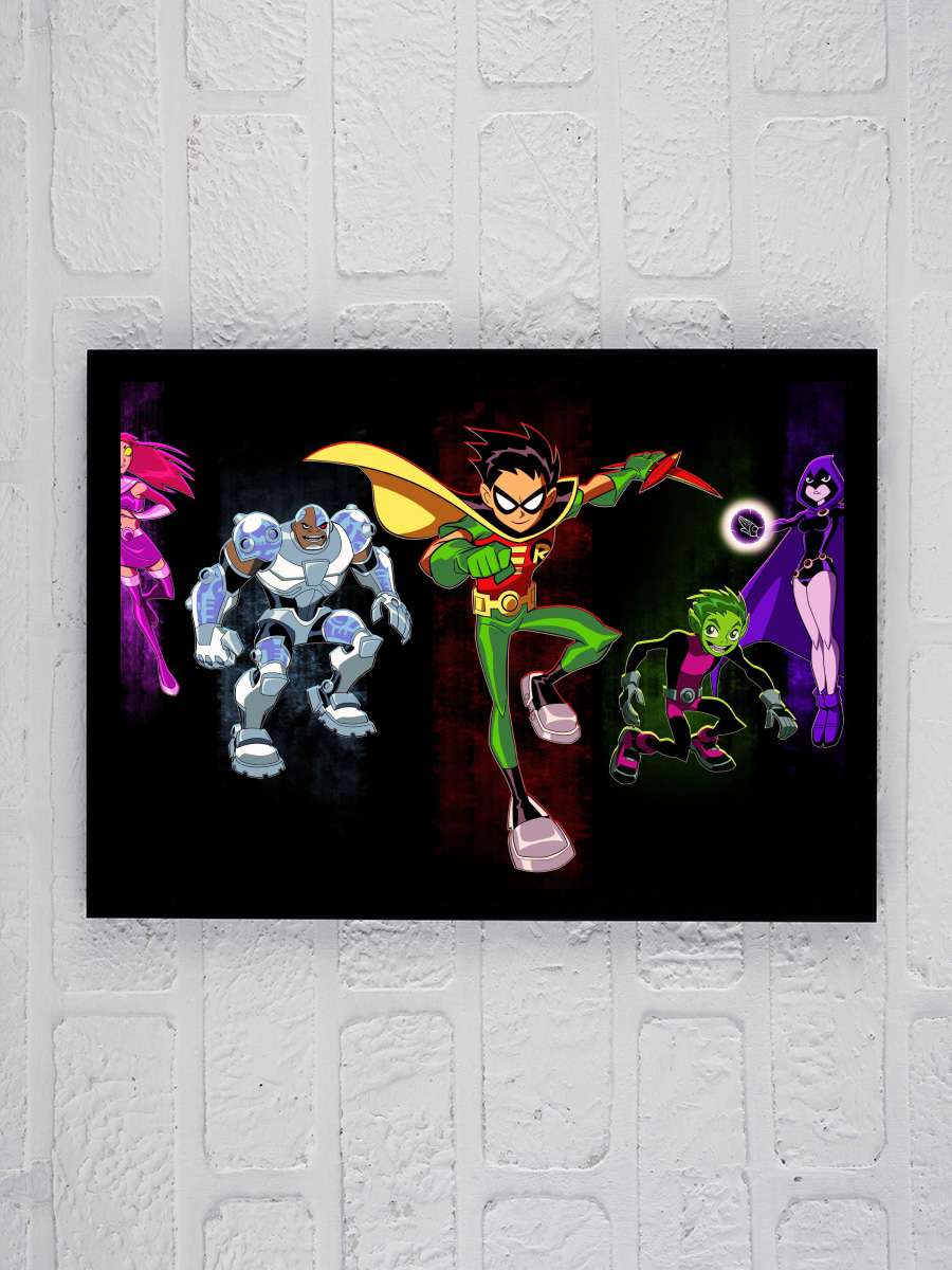 Teen Titans Dizi Tablo Siyah Çerçeveli Dizi Poster Duvar Tablo