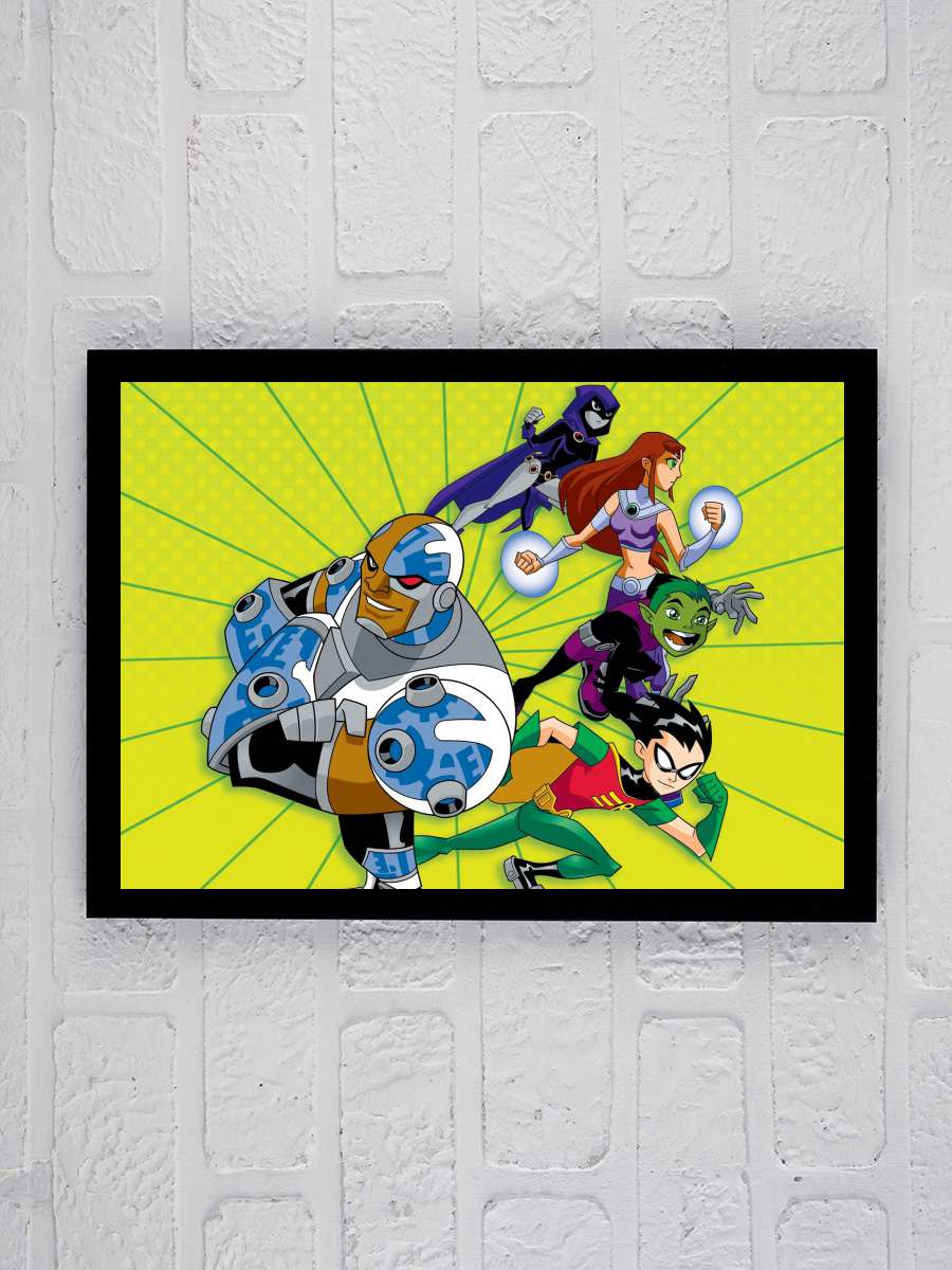 Teen Titans Dizi Tablo Siyah Çerçeveli Dizi Poster Duvar Tablo