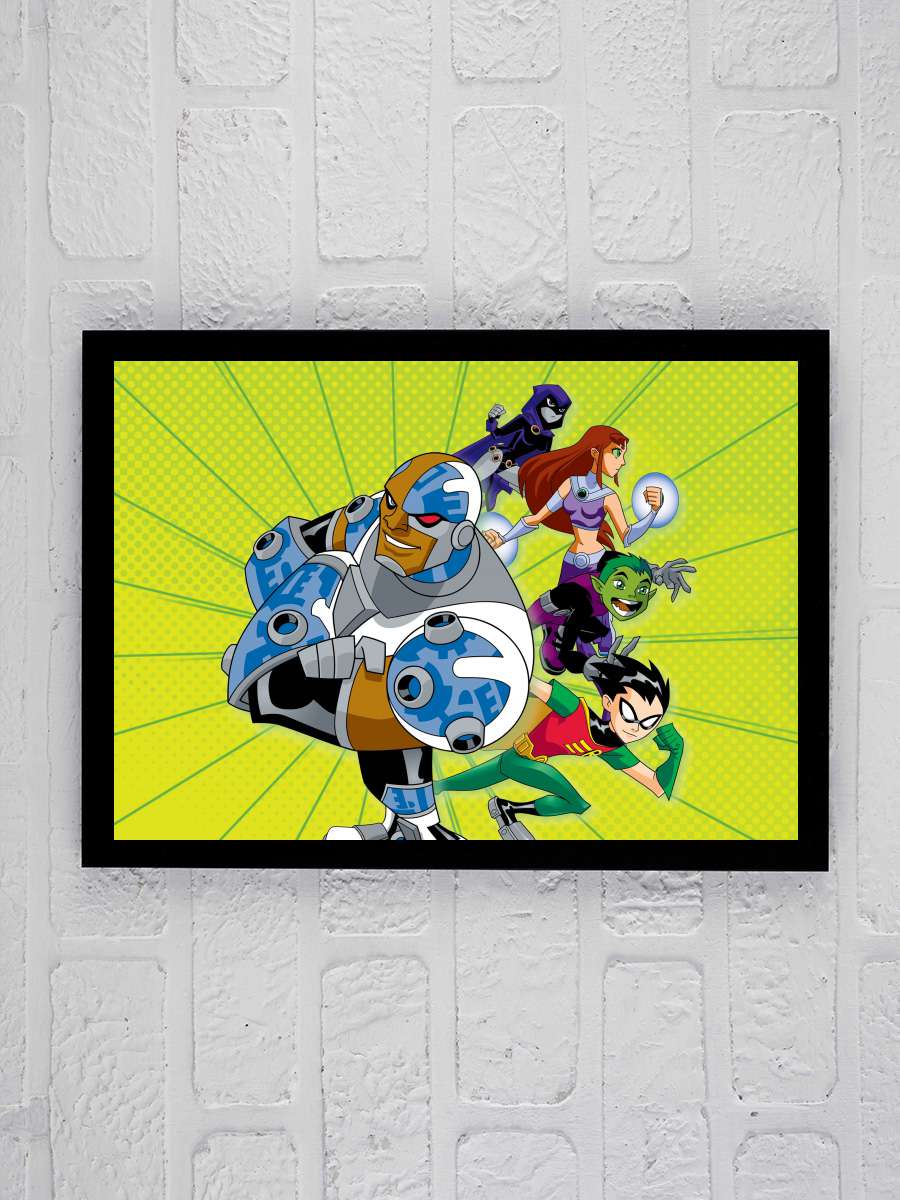 Teen Titans Dizi Tablo Siyah Çerçeveli Dizi Poster Duvar Tablo