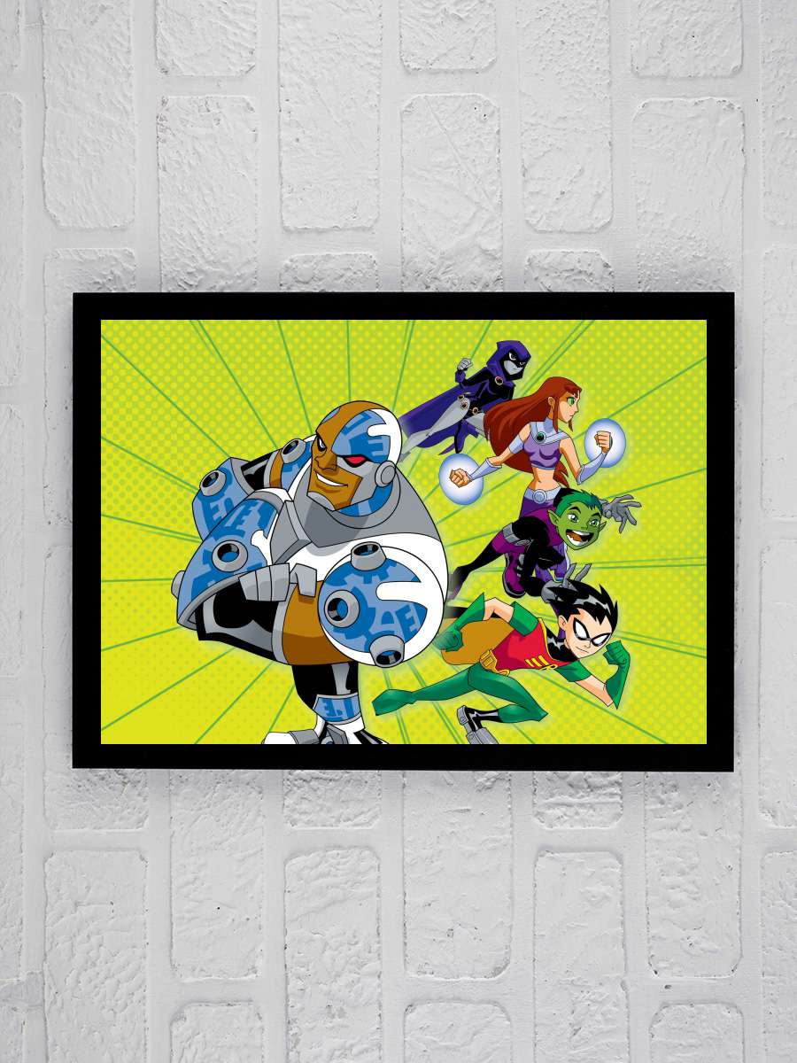 Teen Titans Dizi Tablo Siyah Çerçeveli Dizi Poster Duvar Tablo