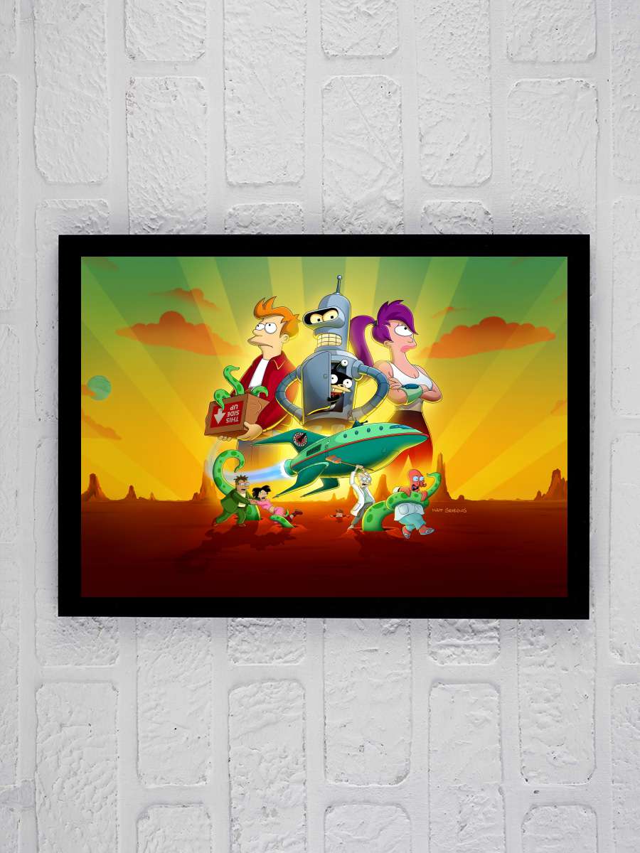 Futurama Dizi Tablo Siyah Çerçeveli Dizi Poster Duvar Tablo