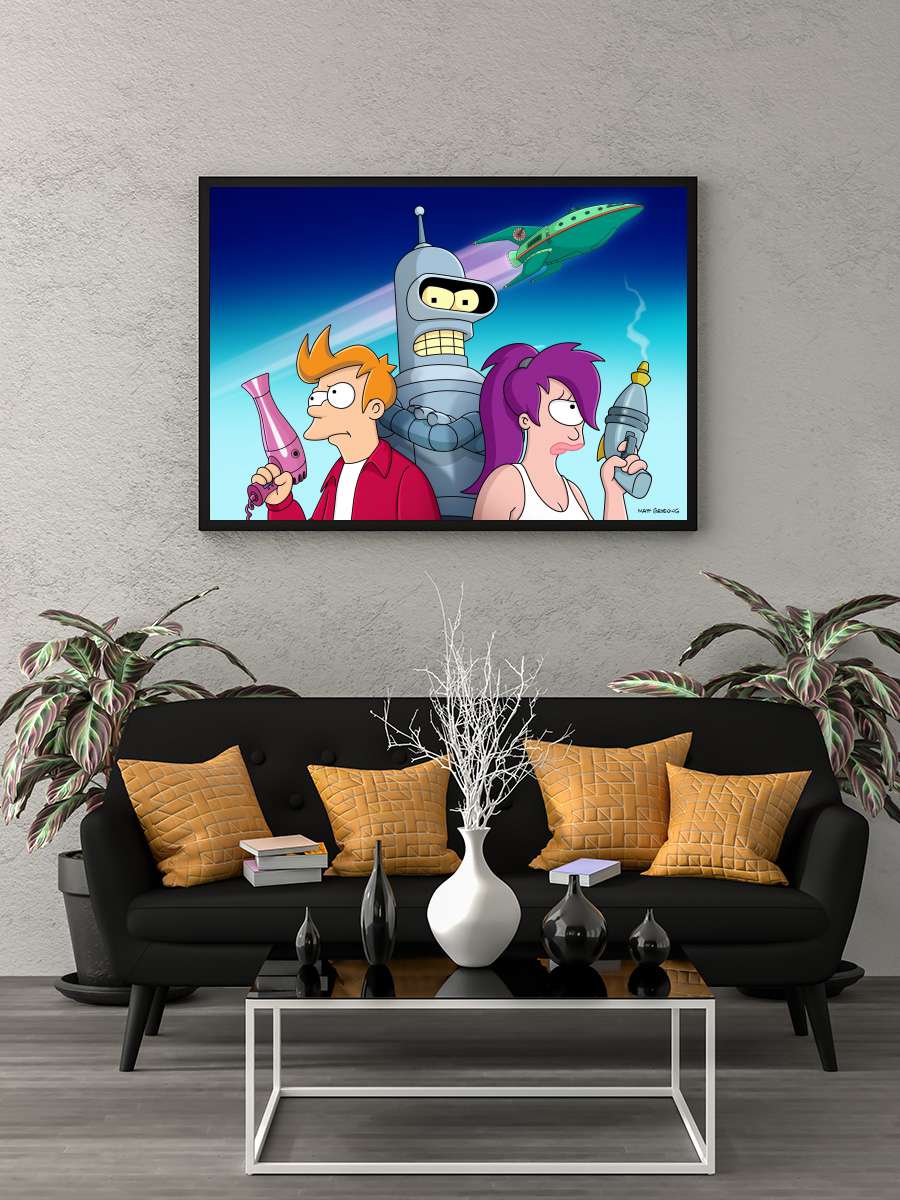 Futurama Dizi Tablo Siyah Çerçeveli Dizi Poster Duvar Tablo