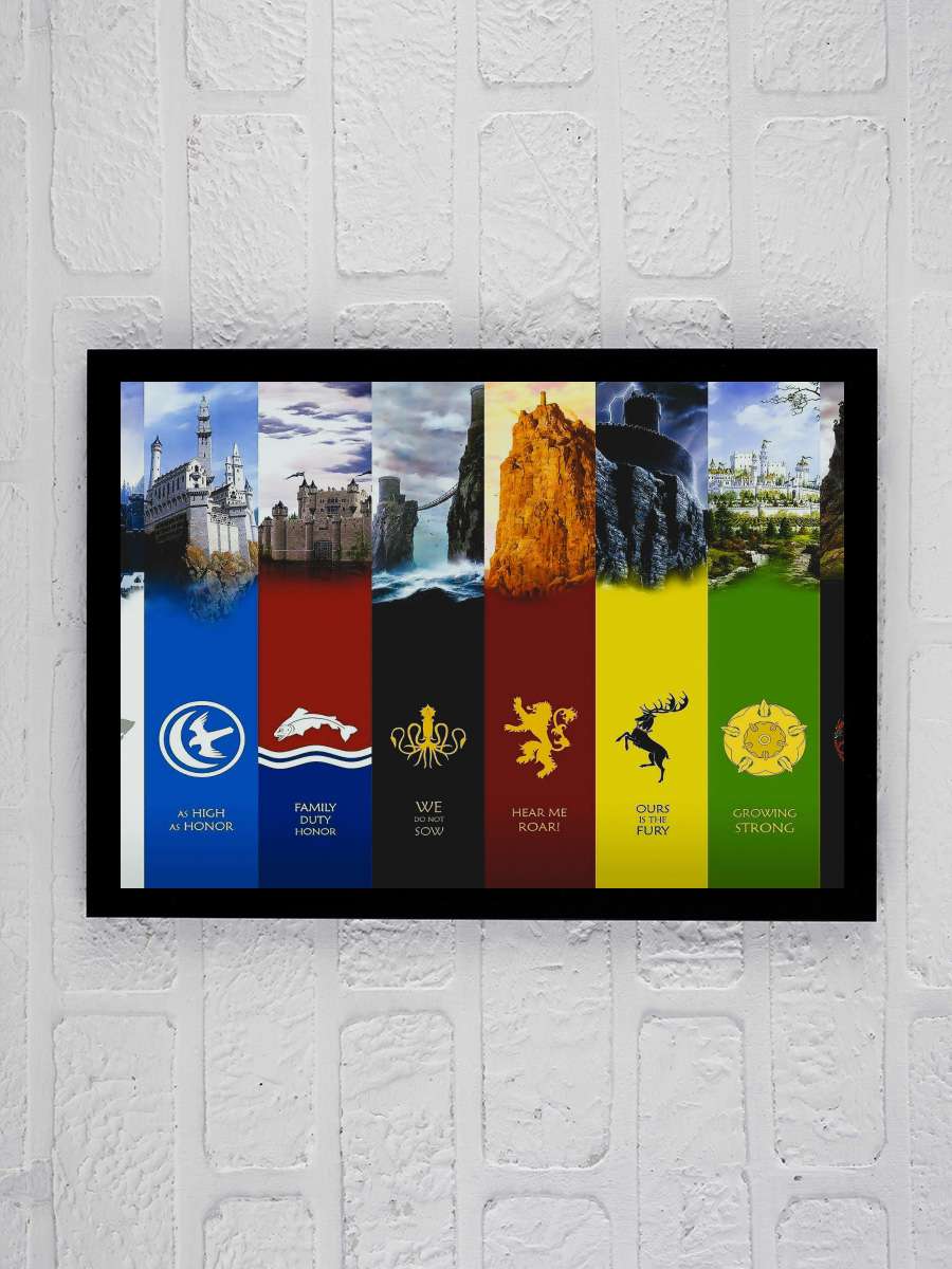 Game of Thrones Dizi Tablo Siyah Çerçeveli Dizi Poster Duvar Tablo