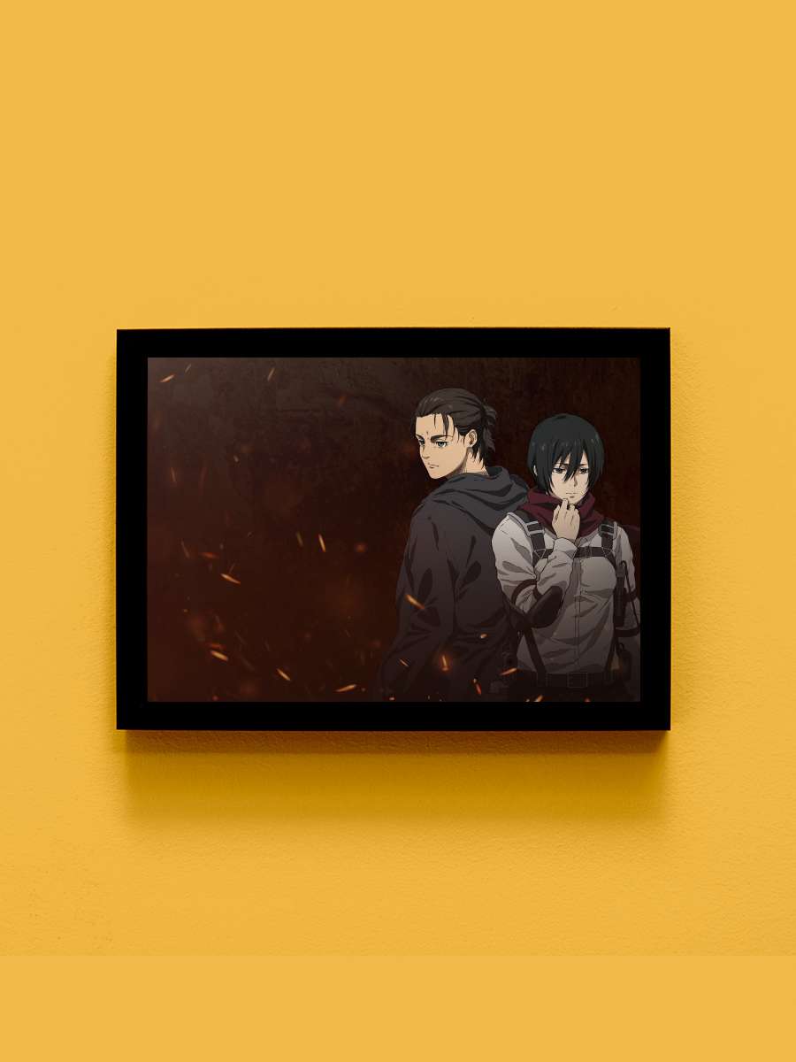 Attack on Titan - 進撃の巨人 Dizi Tablo Siyah Çerçeveli Dizi Poster Duvar Tablo