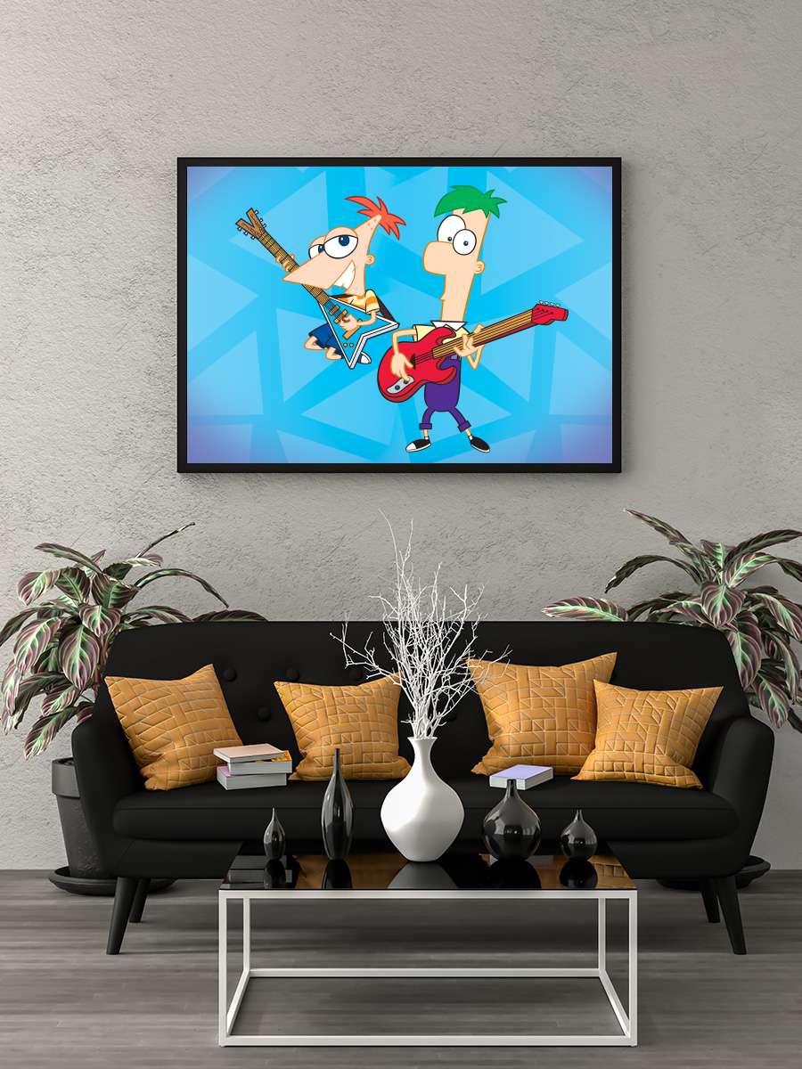 Phineas ve Förb - Phineas and Ferb Dizi Tablo Siyah Çerçeveli Dizi Poster Duvar Tablo