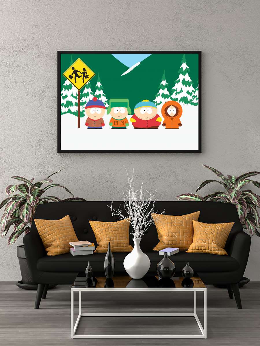 South Park Dizi Tablo Siyah Çerçeveli Dizi Poster Duvar Tablo