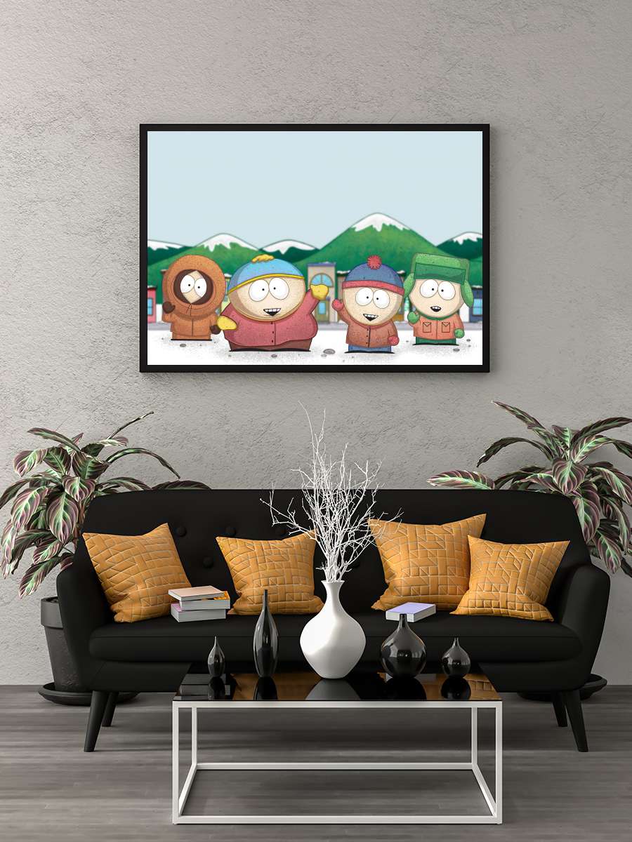 South Park Dizi Tablo Siyah Çerçeveli Dizi Poster Duvar Tablo