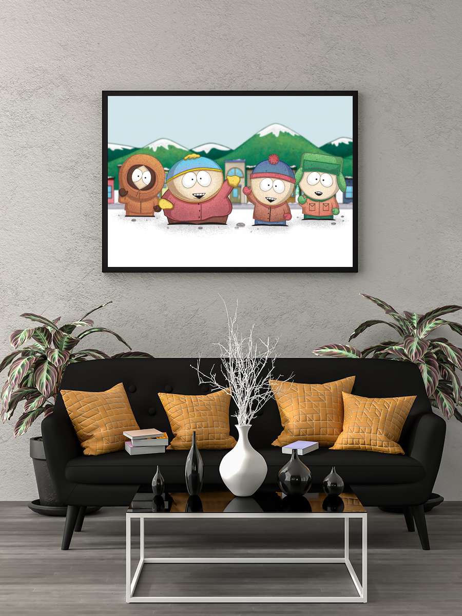 South Park Dizi Tablo Siyah Çerçeveli Dizi Poster Duvar Tablo