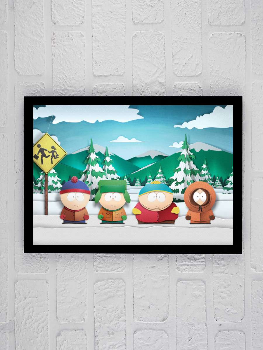 South Park Dizi Tablo Siyah Çerçeveli Dizi Poster Duvar Tablo