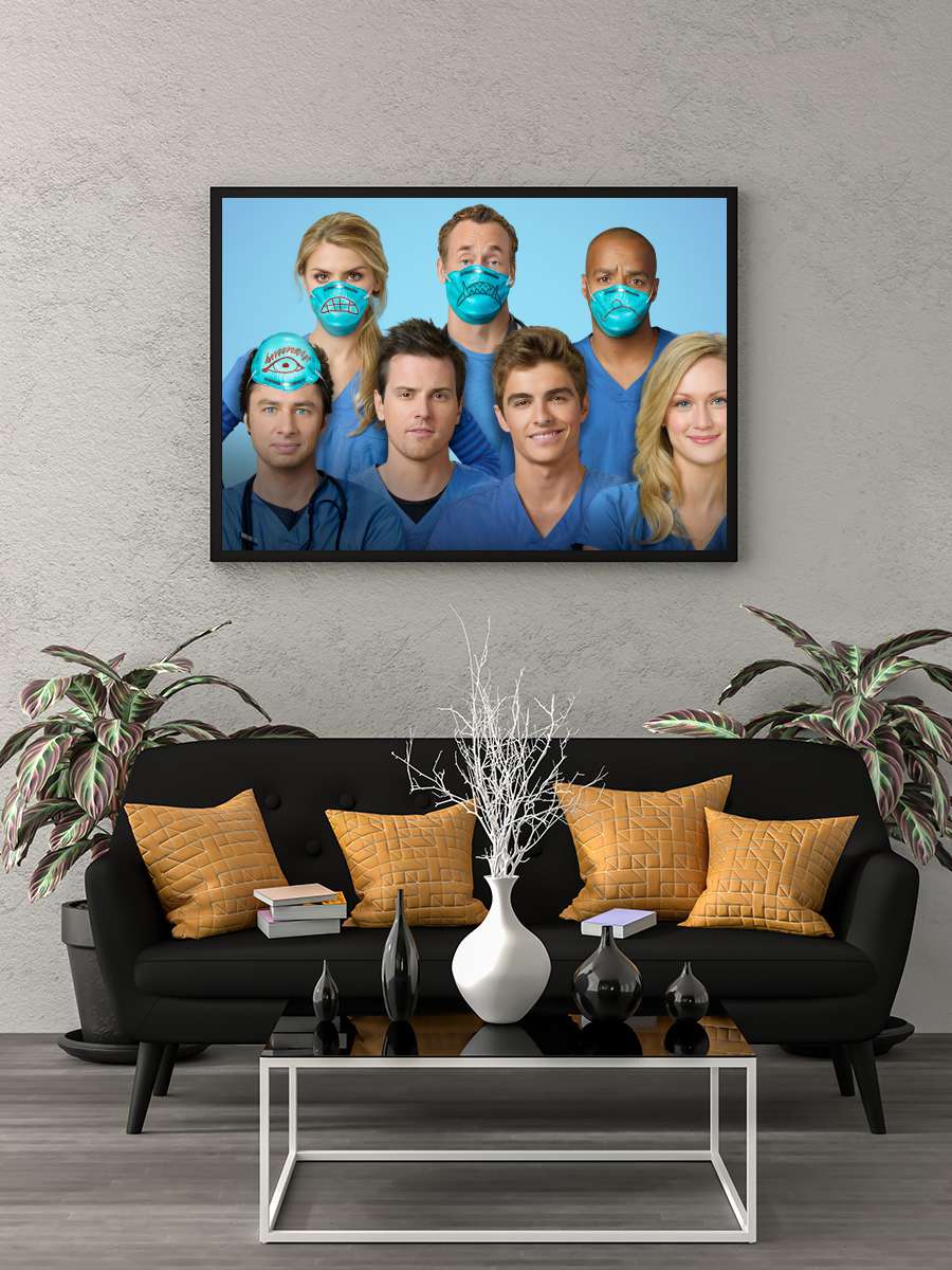 Scrubs Dizi Tablo Siyah Çerçeveli Dizi Poster Duvar Tablo