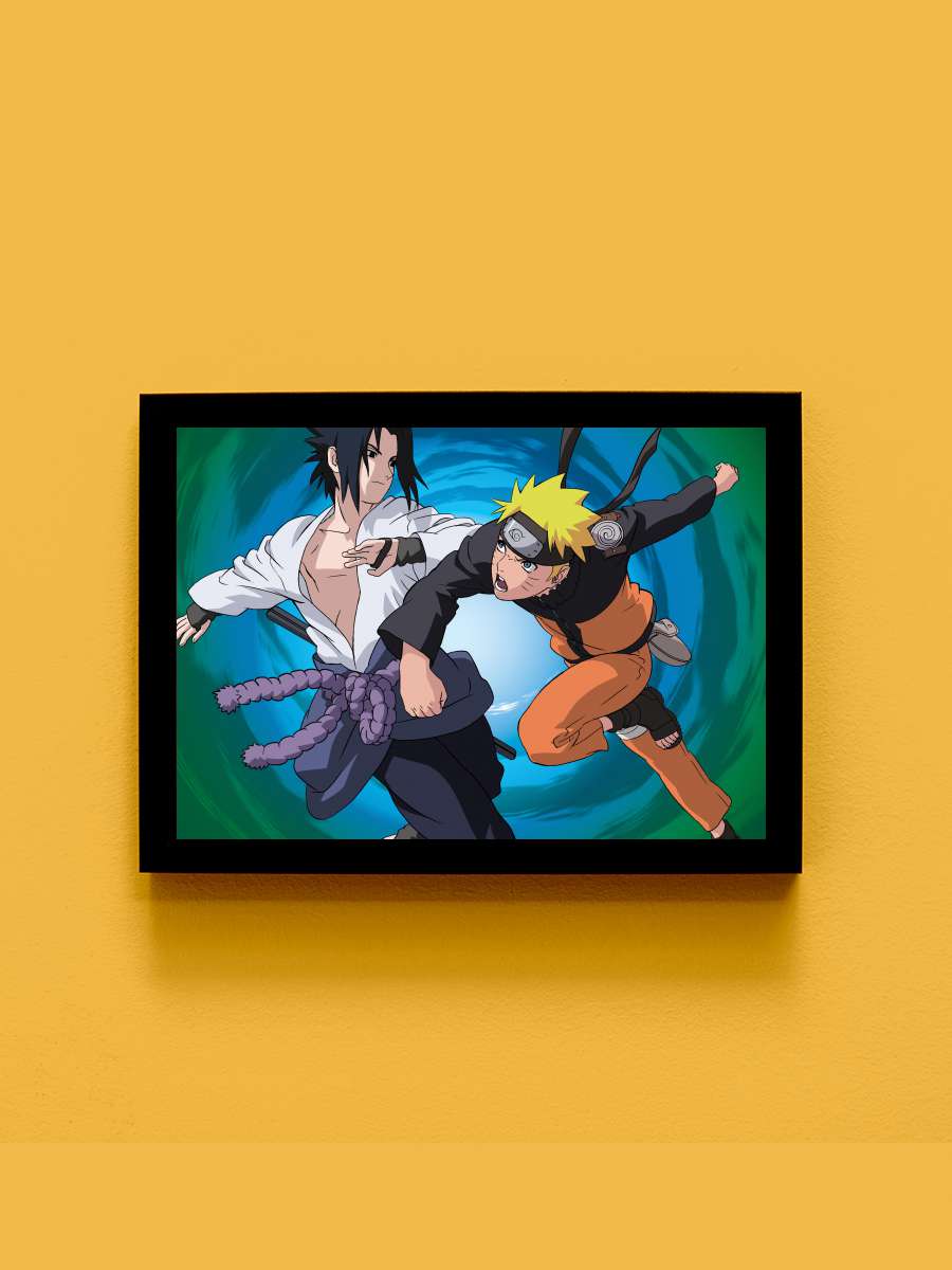 Naruto: Shippuuden - ナルト 疾風伝 Dizi Tablo Siyah Çerçeveli Dizi Poster Duvar Tablo