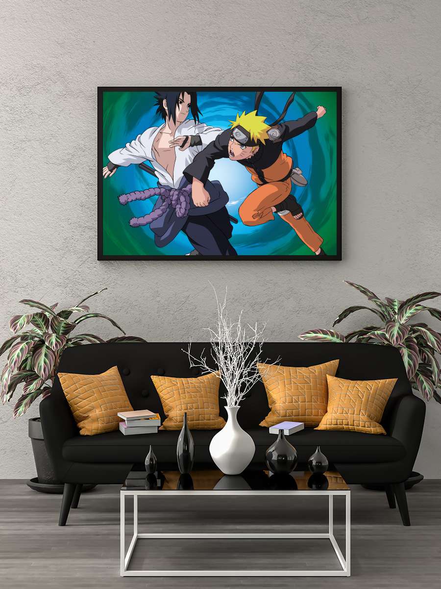 Naruto: Shippuuden - ナルト 疾風伝 Dizi Tablo Siyah Çerçeveli Dizi Poster Duvar Tablo