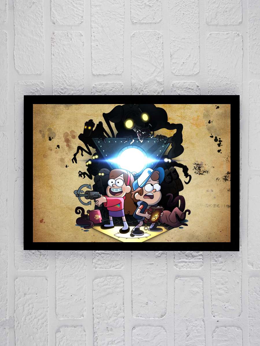 Esrarengiz Kasaba - Gravity Falls Dizi Tablo Siyah Çerçeveli Dizi Poster Duvar Tablo