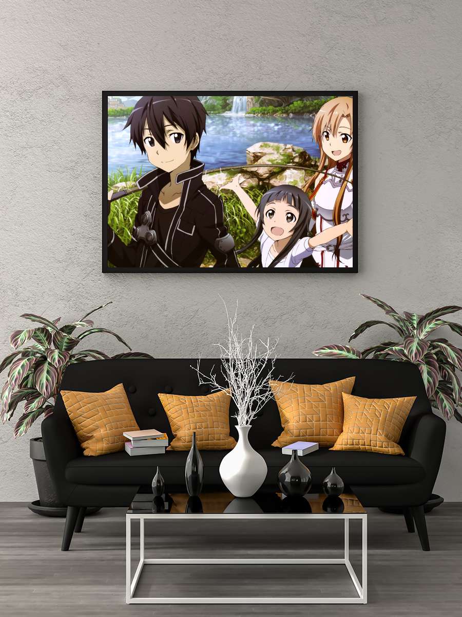 Sword Art Online - ソードアート・オンライン Dizi Tablo Siyah Çerçeveli Dizi Poster Duvar Tablo