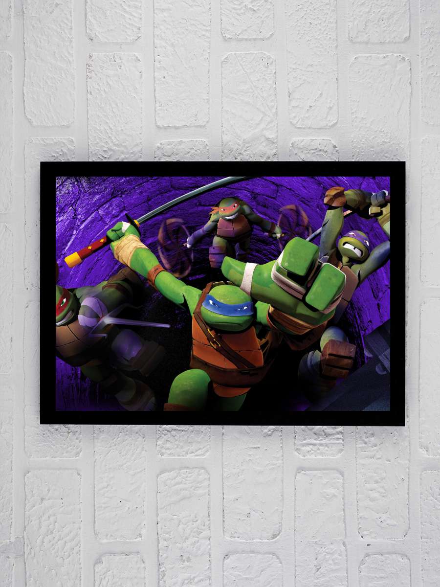 Genç Mutant Ninja Kaplumbağalar - Teenage Mutant Ninja Turtles Dizi Tablo Siyah Çerçeveli Dizi Poster Duvar Tablo