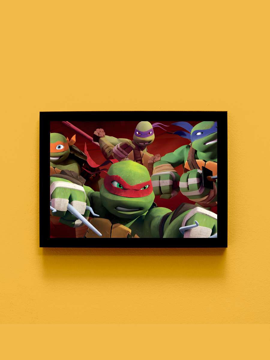 Genç Mutant Ninja Kaplumbağalar - Teenage Mutant Ninja Turtles Dizi Tablo Siyah Çerçeveli Dizi Poster Duvar Tablo