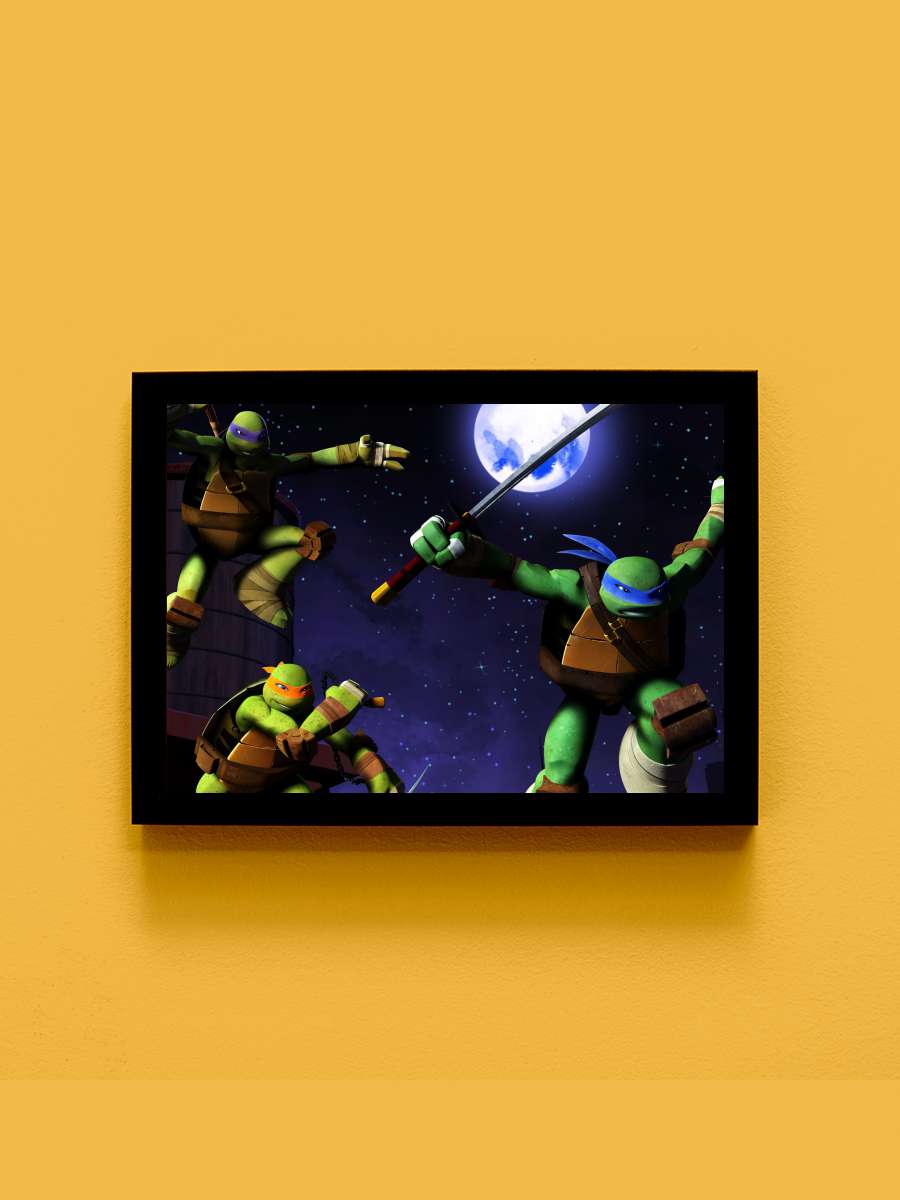 Genç Mutant Ninja Kaplumbağalar - Teenage Mutant Ninja Turtles Dizi Tablo Siyah Çerçeveli Dizi Poster Duvar Tablo