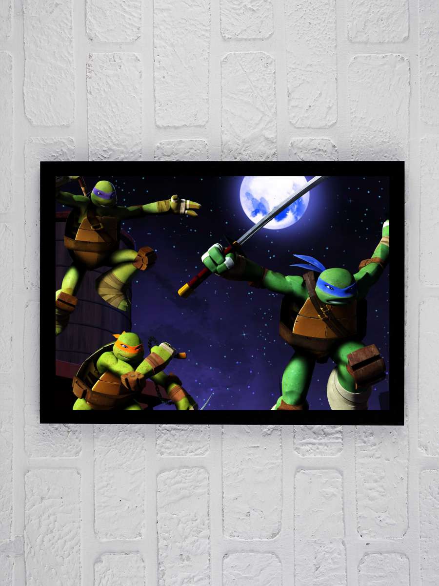 Genç Mutant Ninja Kaplumbağalar - Teenage Mutant Ninja Turtles Dizi Tablo Siyah Çerçeveli Dizi Poster Duvar Tablo