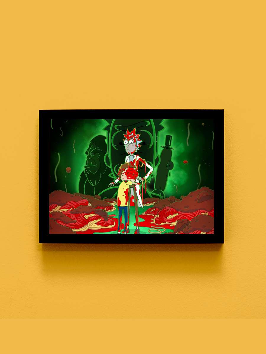 Rick and Morty Dizi Tablo Siyah Çerçeveli Dizi Poster Duvar Tablo