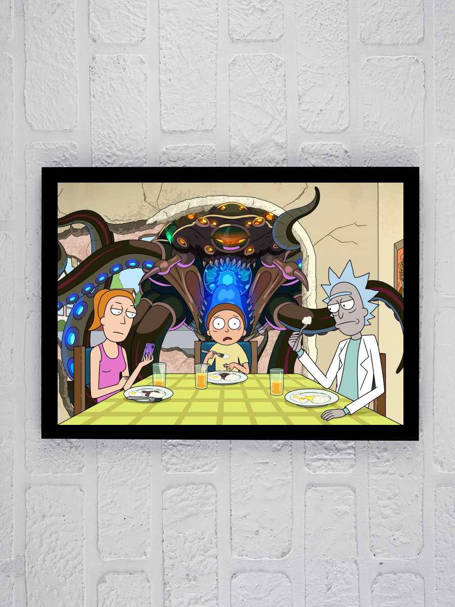 Rick and Morty Dizi Tablo Siyah Çerçeveli Dizi Poster Duvar Tablo