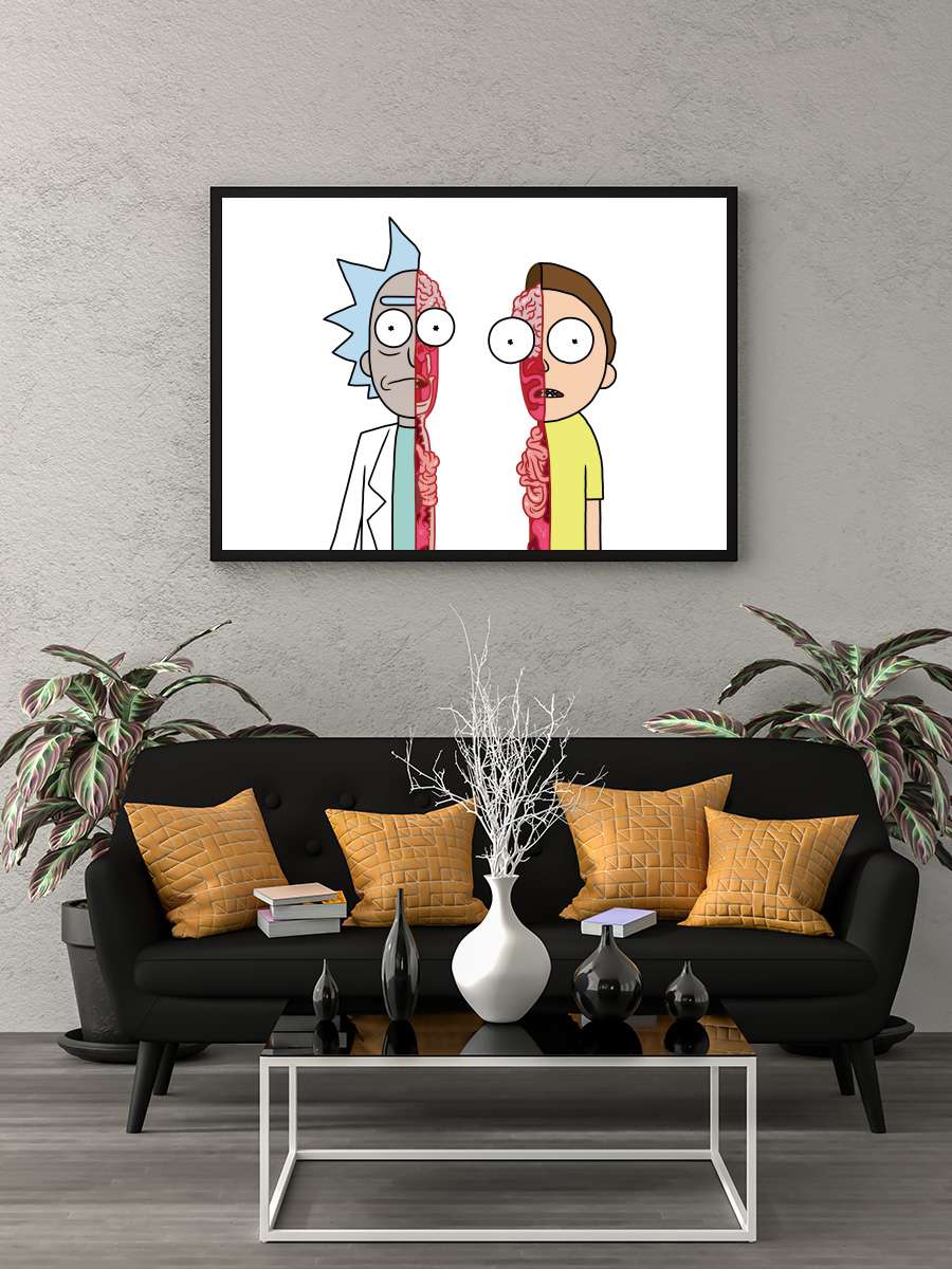 Rick and Morty Dizi Tablo Siyah Çerçeveli Dizi Poster Duvar Tablo