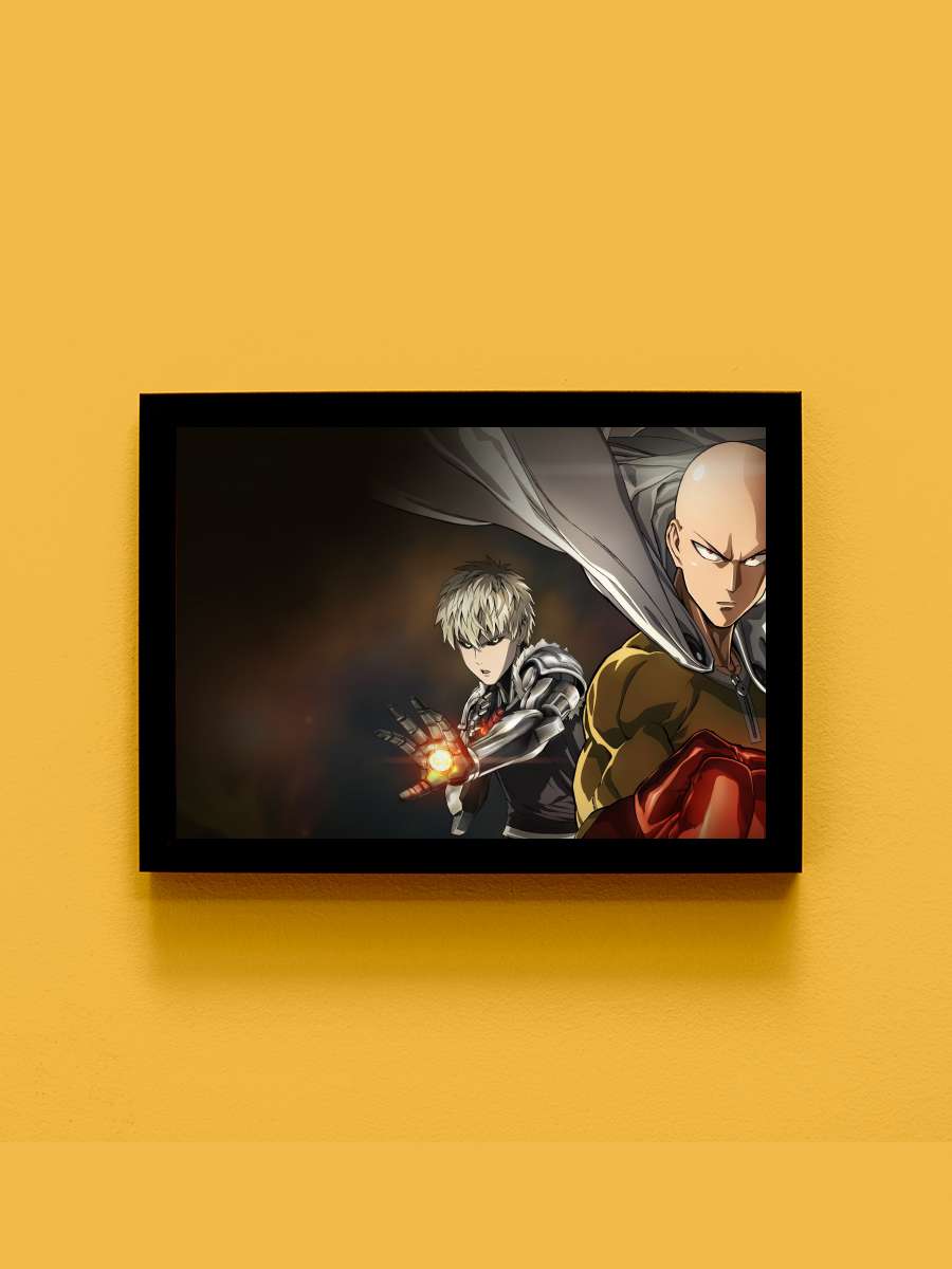 One Punch Man - ワンパンマン Dizi Tablo Siyah Çerçeveli Dizi Poster Duvar Tablo