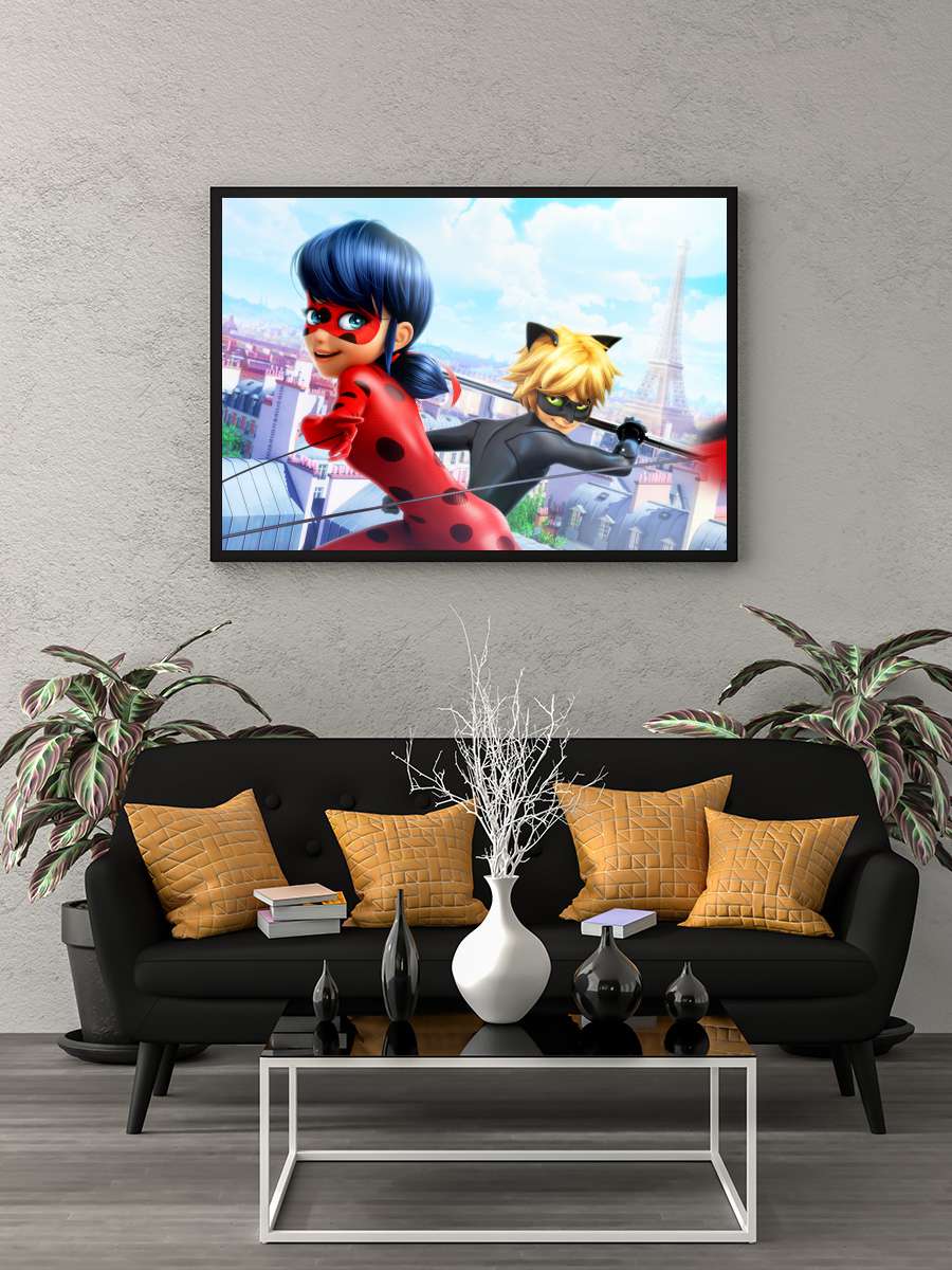 Mucize: Uğur Böceği ile Kara Kedi - Miraculous, les aventures de Ladybug et Chat Noir Dizi Tablo Siyah Çerçeveli Dizi Poster Duvar Tablo