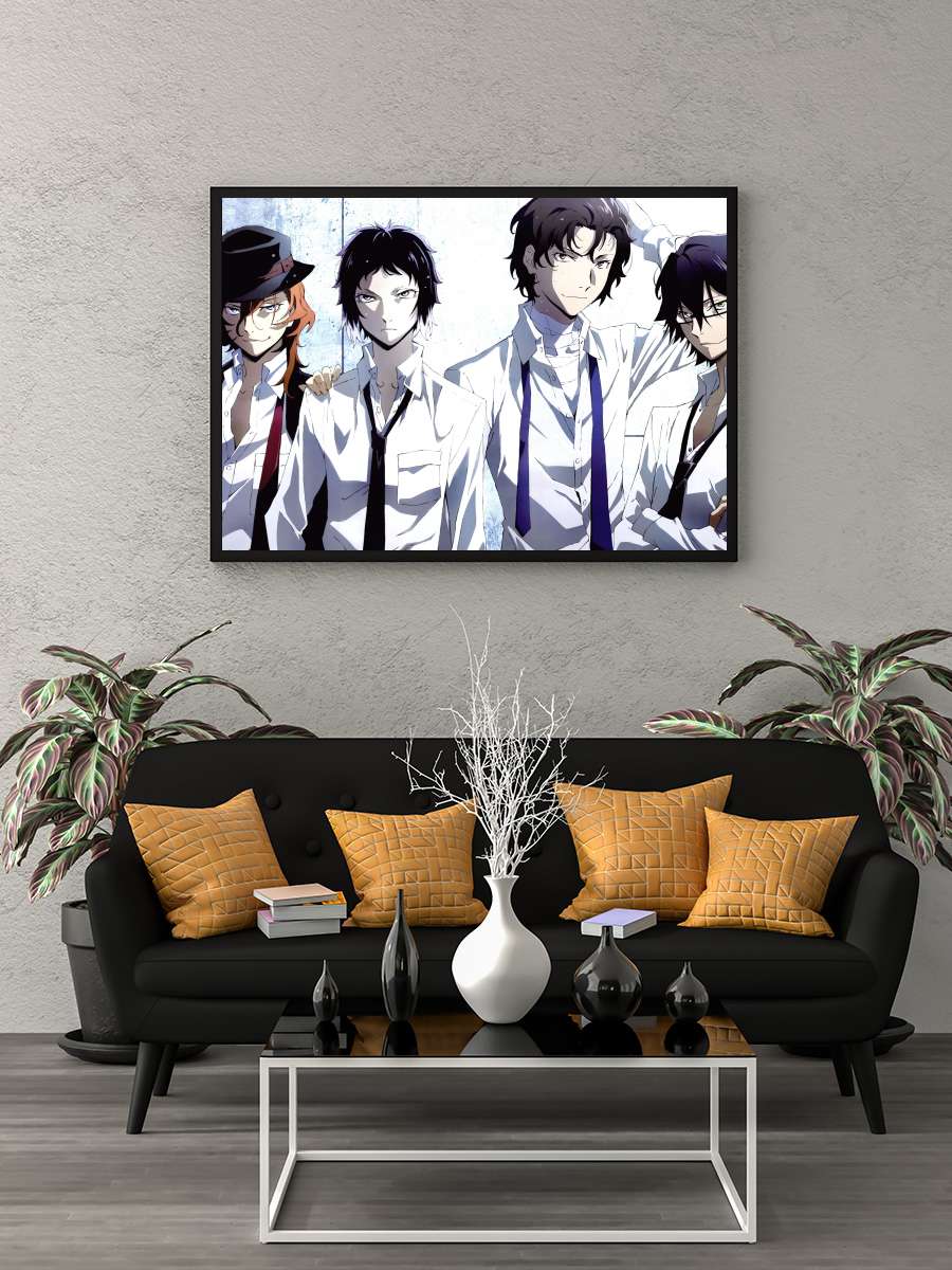 Bungou Stray Dogs - 文豪ストレイドッグス Dizi Tablo Siyah Çerçeveli Dizi Poster Duvar Tablo