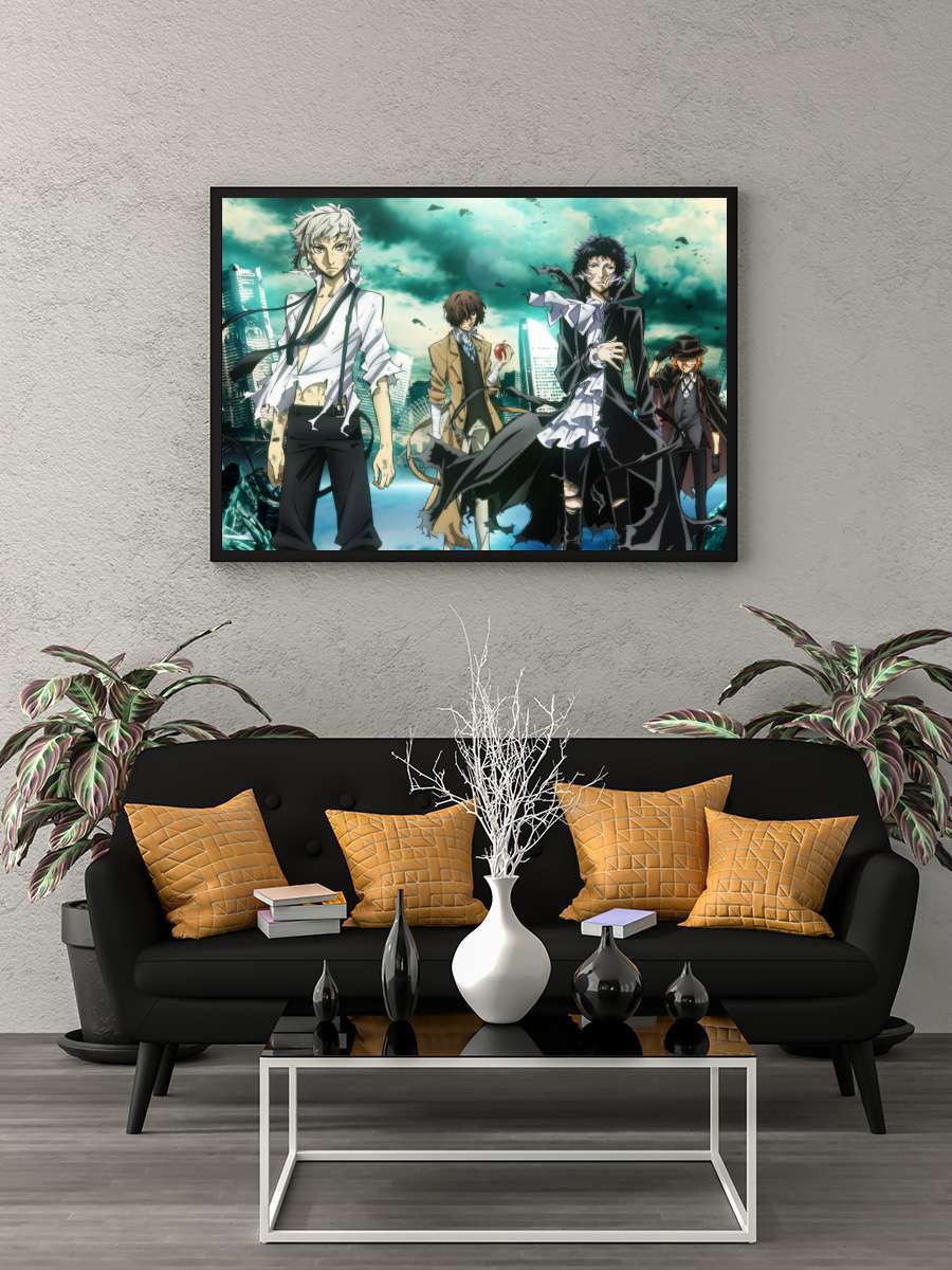 Bungou Stray Dogs - 文豪ストレイドッグス Dizi Tablo Siyah Çerçeveli Dizi Poster Duvar Tablo