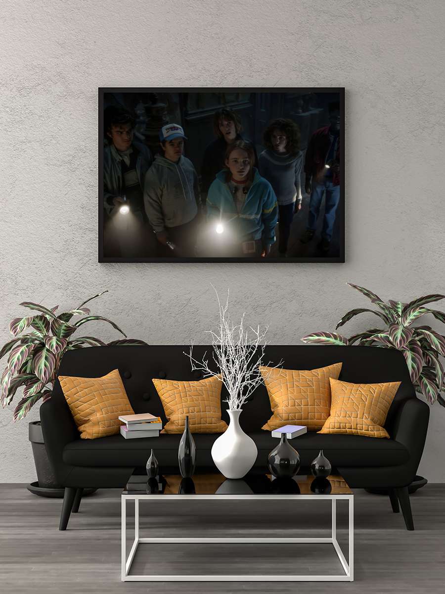 Stranger Things Dizi Tablo Siyah Çerçeveli Dizi Poster Duvar Tablo