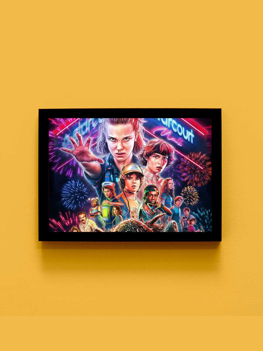 Stranger Things Dizi Tablo Siyah Çerçeveli Dizi Poster Duvar Tablo