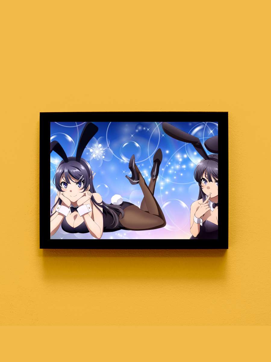 Seishun Buta Yarou wa Bunny Girl Senpai no Yume wo Minai - 青春ブタ野郎はバニーガール先輩の夢を見ない Dizi Tablo Siyah Çerçeveli Dizi Poster Duvar Tablo