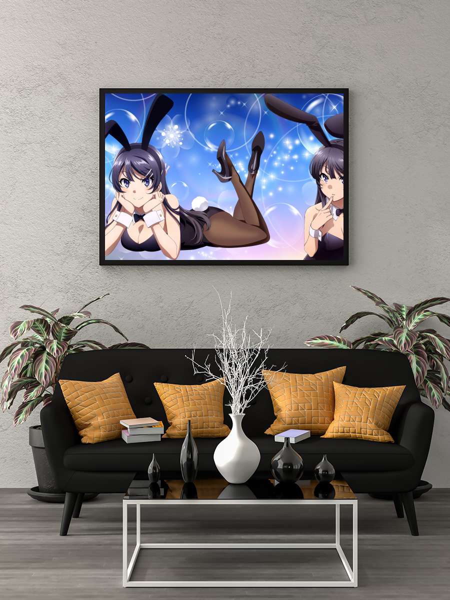 Seishun Buta Yarou wa Bunny Girl Senpai no Yume wo Minai - 青春ブタ野郎はバニーガール先輩の夢を見ない Dizi Tablo Siyah Çerçeveli Dizi Poster Duvar Tablo