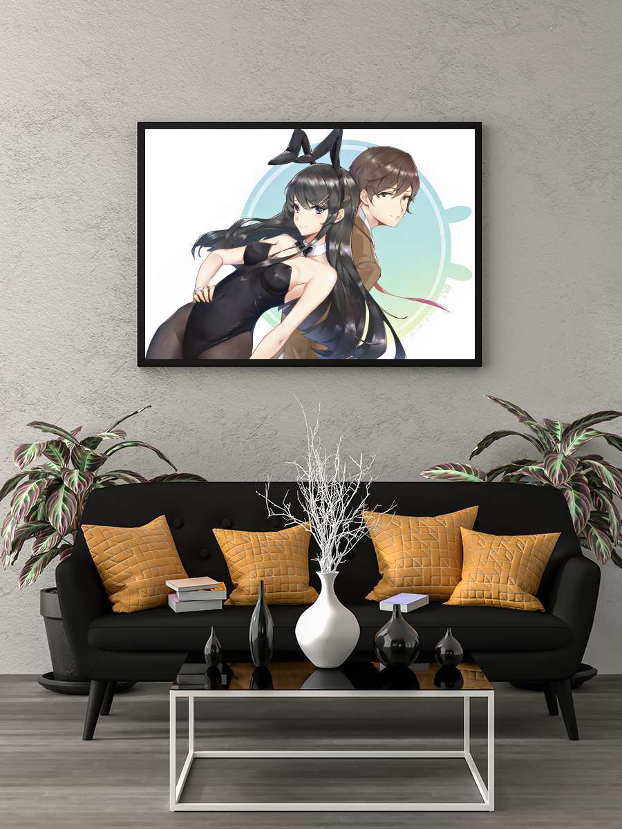 Seishun Buta Yarou wa Bunny Girl Senpai no Yume wo Minai - 青春ブタ野郎はバニーガール先輩の夢を見ない Dizi Tablo Siyah Çerçeveli Dizi Poster Duvar Tablo