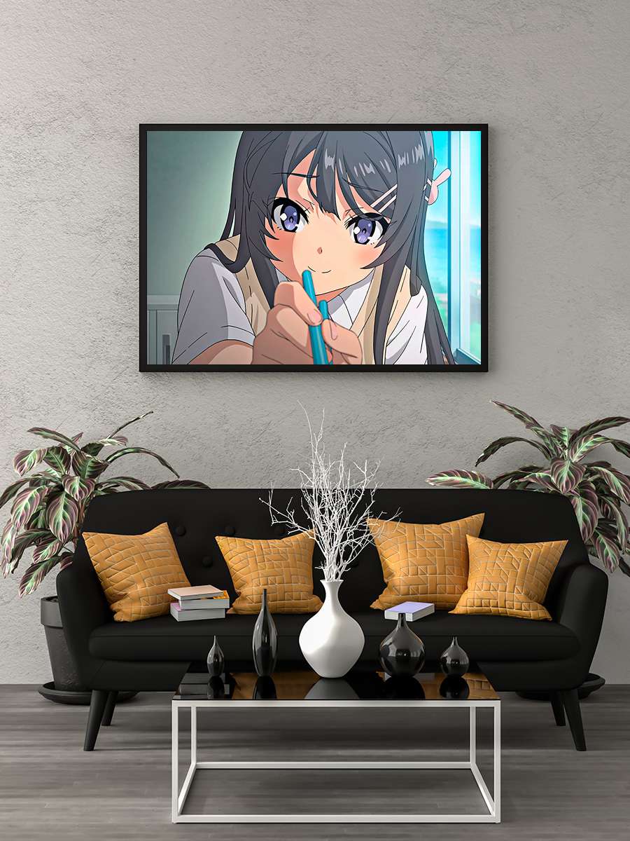 Seishun Buta Yarou wa Bunny Girl Senpai no Yume wo Minai - 青春ブタ野郎はバニーガール先輩の夢を見ない Dizi Tablo Siyah Çerçeveli Dizi Poster Duvar Tablo