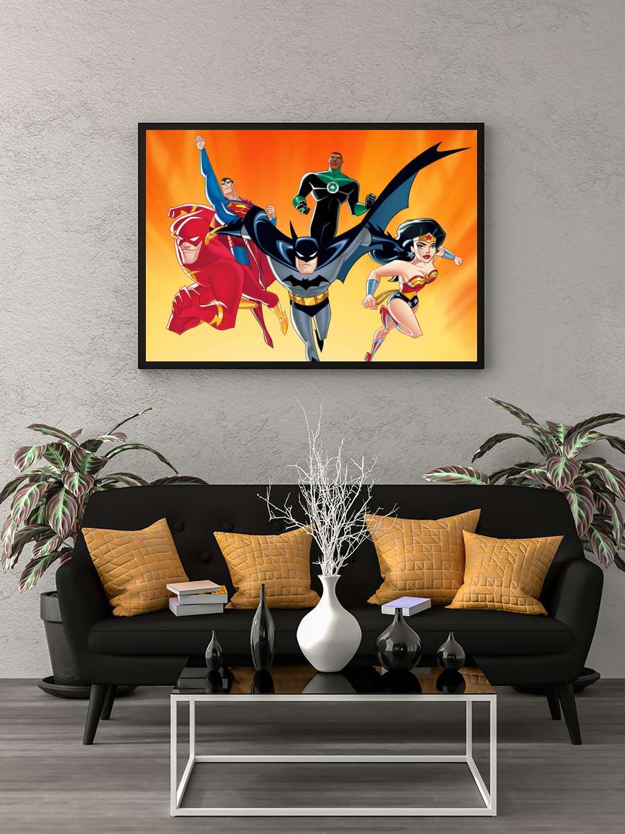 Justice League Unlimited Dizi Tablo Siyah Çerçeveli Dizi Poster Duvar Tablo