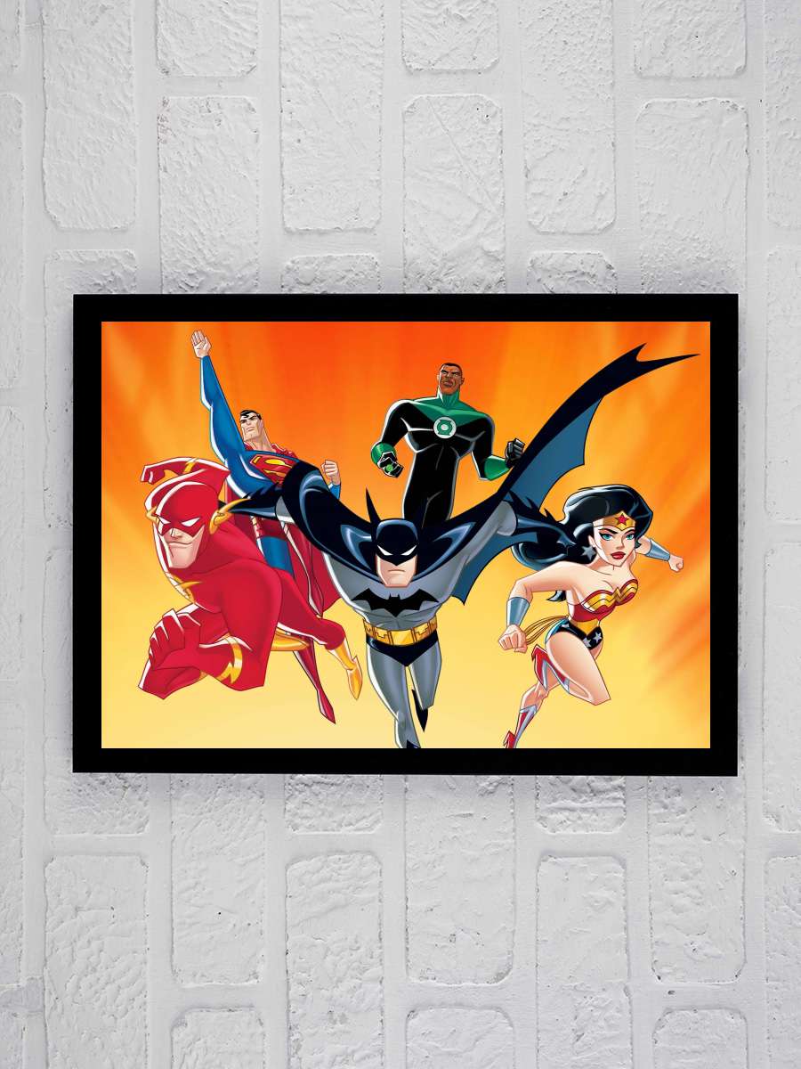 Justice League Unlimited Dizi Tablo Siyah Çerçeveli Dizi Poster Duvar Tablo