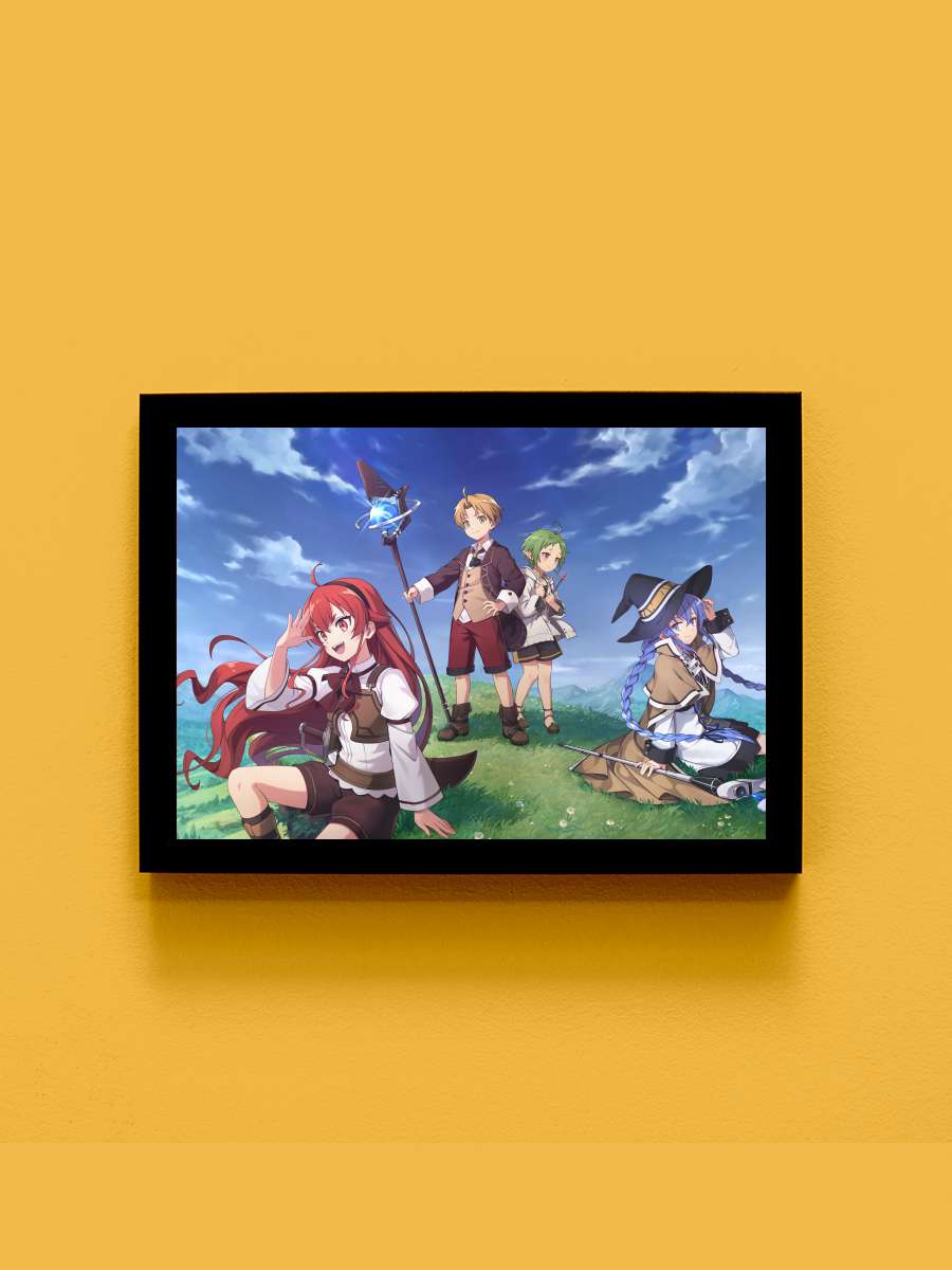 Mushoku Tensei: Isekai Ittara Honki Dasu - 無職転生 ～異世界行ったら本気だす～ Dizi Tablo Siyah Çerçeveli Dizi Poster Duvar Tablo