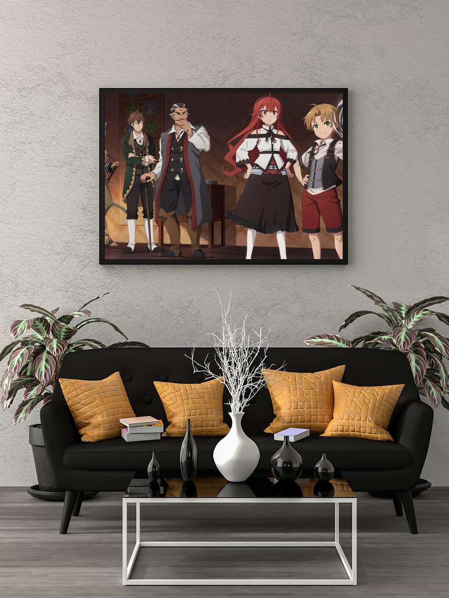 Mushoku Tensei: Isekai Ittara Honki Dasu - 無職転生 ～異世界行ったら本気だす～ Dizi Tablo Siyah Çerçeveli Dizi Poster Duvar Tablo